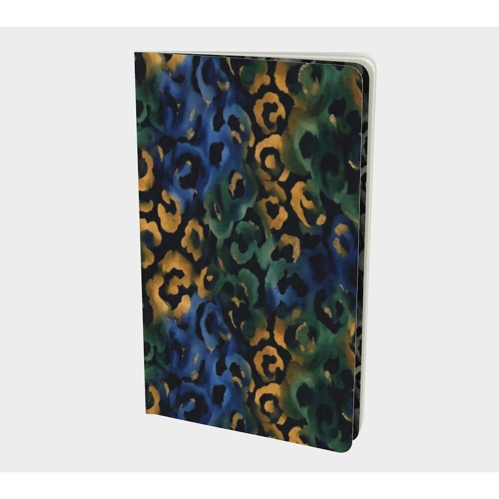 Moody Watercolor Cheetah Print Journal, Emerald Green Velvet Matte Cover